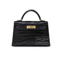 Hermès Special Order HSS Horseshoe Mini Kelly II Black Blue Matte Alligator Permabrass Hardware