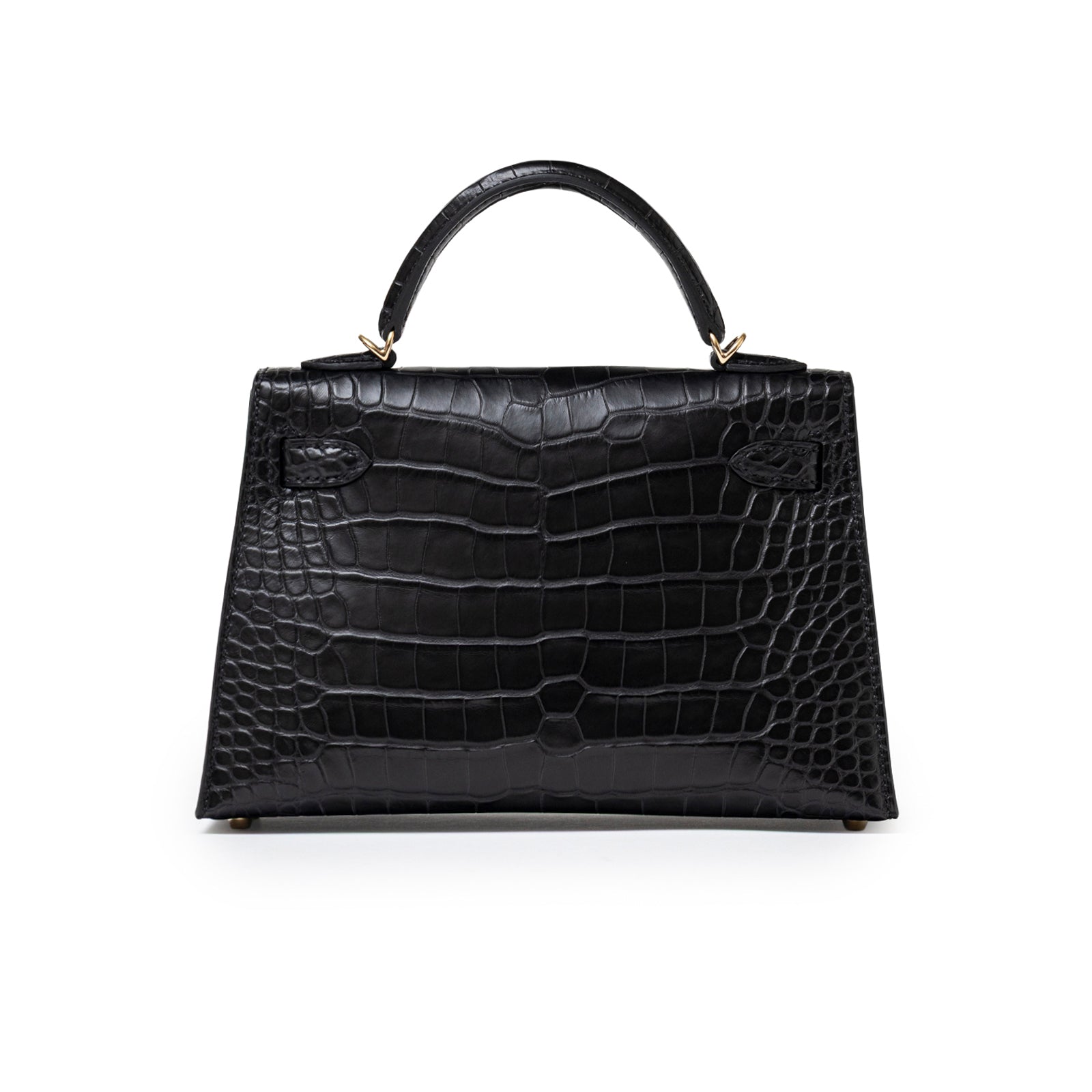 Hermès Special Order HSS Horseshoe Mini Kelly II Black Blue Matte Alligator Permabrass Hardware