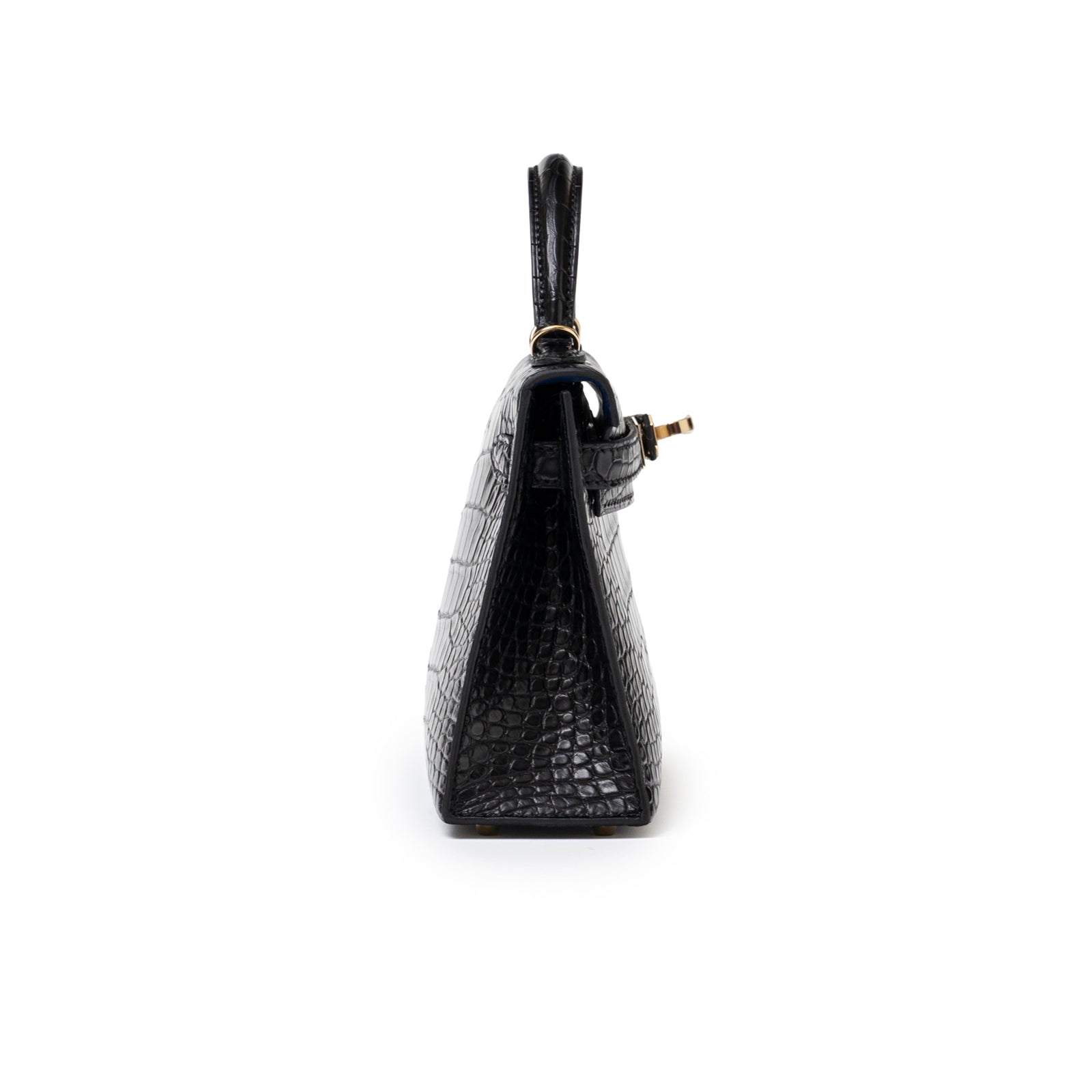 Hermès Special Order HSS Horseshoe Mini Kelly II Black Blue Matte Alligator Permabrass Hardware