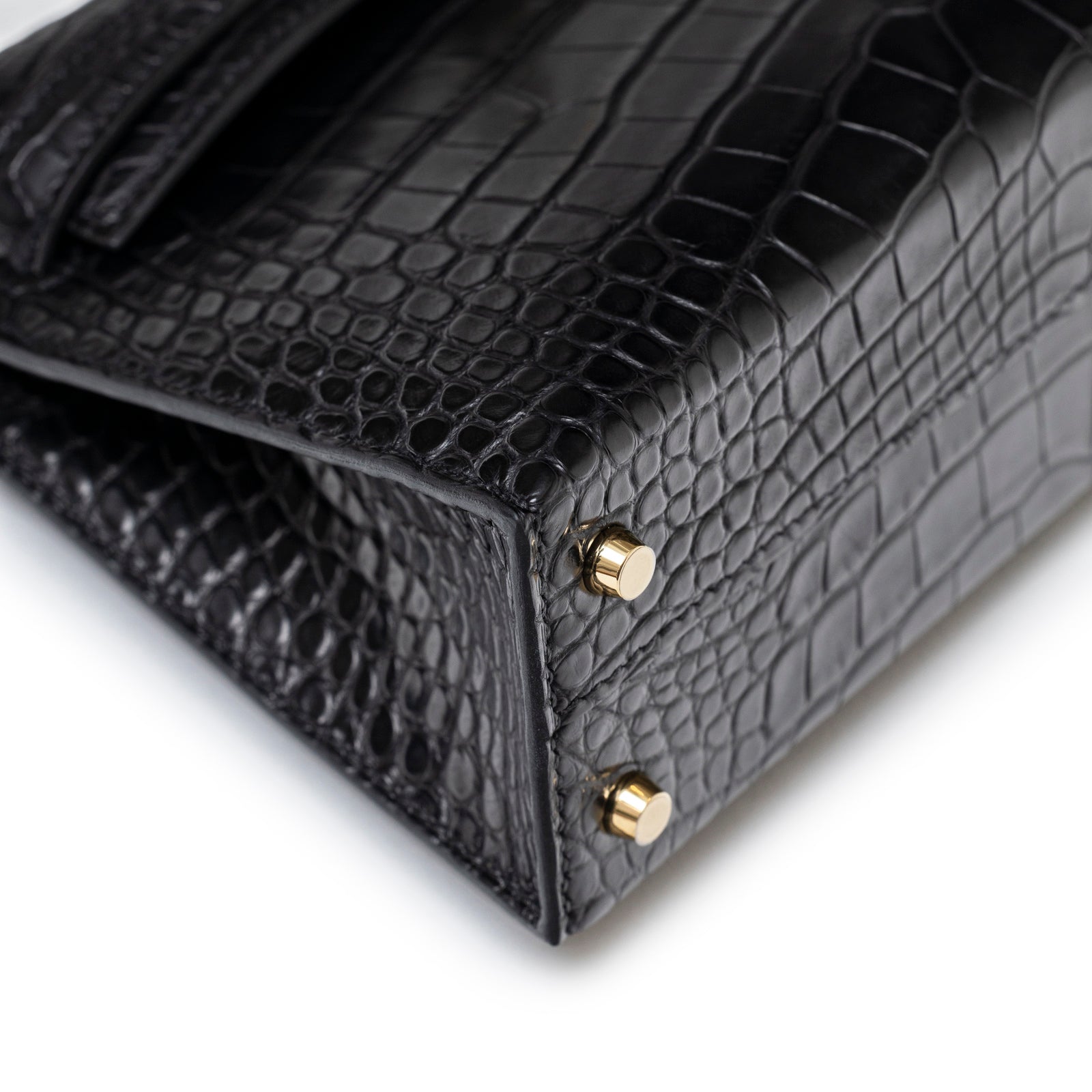 Hermès Special Order HSS Horseshoe Mini Kelly II Black Blue Matte Alligator Permabrass Hardware