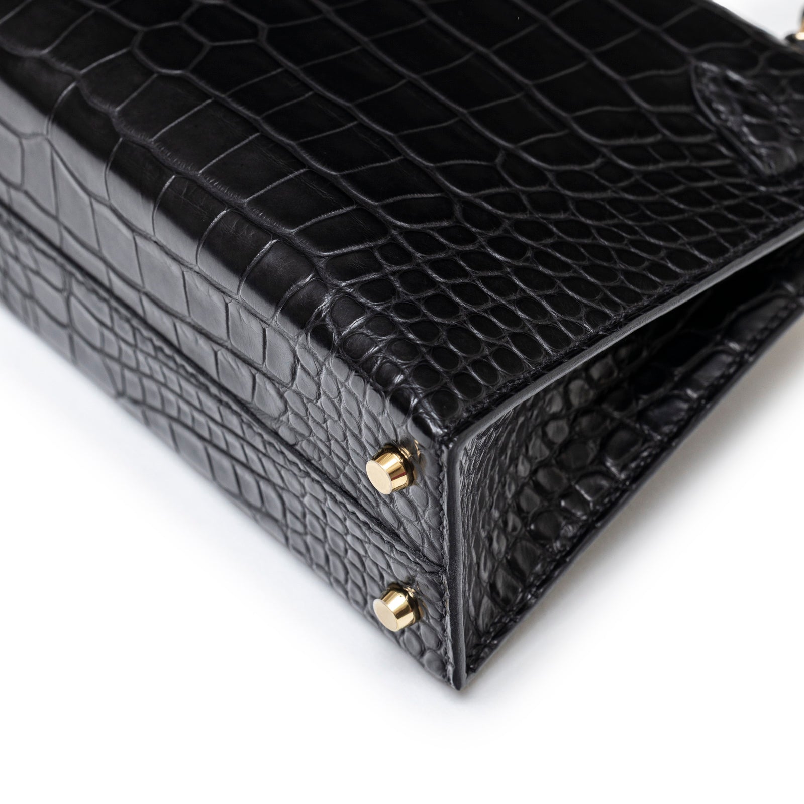 Hermès Special Order HSS Horseshoe Mini Kelly II Black Blue Matte Alligator Permabrass Hardware