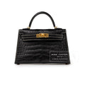Hermès Special Order HSS Horseshoe Mini Kelly II Black Gris Matte Alligator Gold Hardware