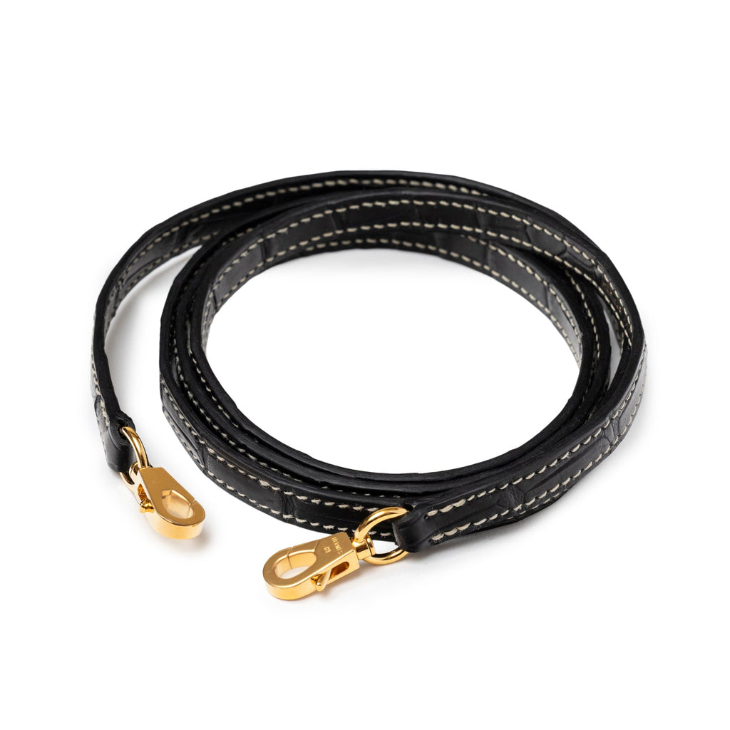 Hermès Special Order HSS Horseshoe Mini Kelly II Black Gris Matte Alligator Gold Hardware