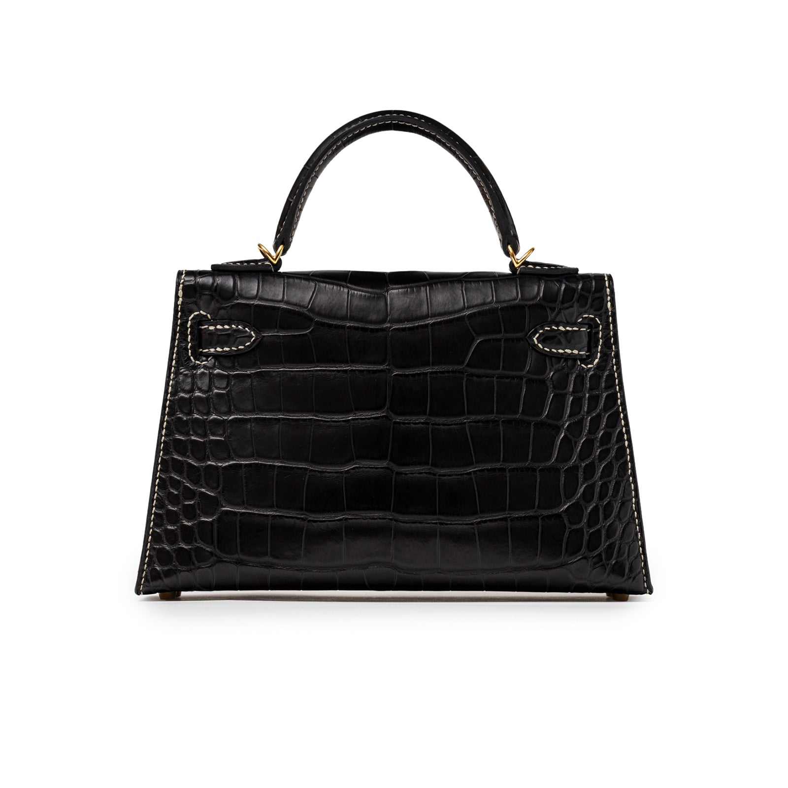 Hermès Special Order HSS Horseshoe Mini Kelly II Black Gris Matte Alligator Gold Hardware