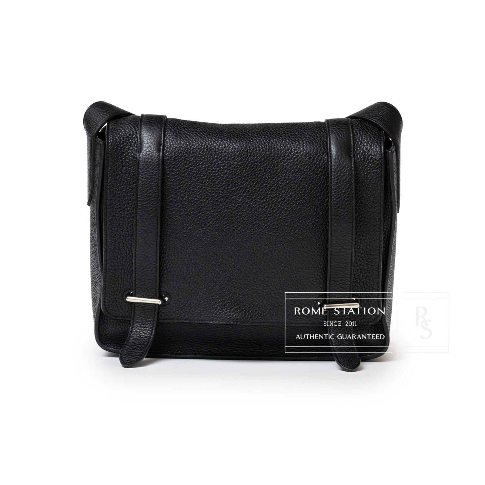 Hermès Steve Caporal Messenger 28 Black Clemence Palladium Hardware
