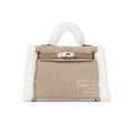 Hermès Teddy Mini Kelly II Gris Caillou Etoupe Grizzly Swift Palladium Hardware
