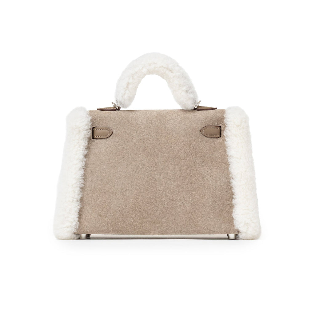 Hermès Teddy Mini Kelly II Gris Caillou Etoupe Grizzly Swift Palladium Hardware