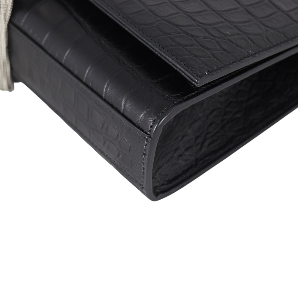 Saint Laurent Kate Tassel Medium Chain Bag Croc-Embossed