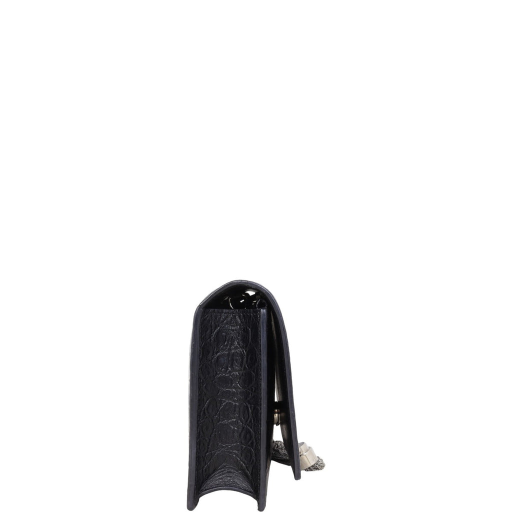 Saint Laurent Kate Tassel Chain Wallet Croc-Embossed