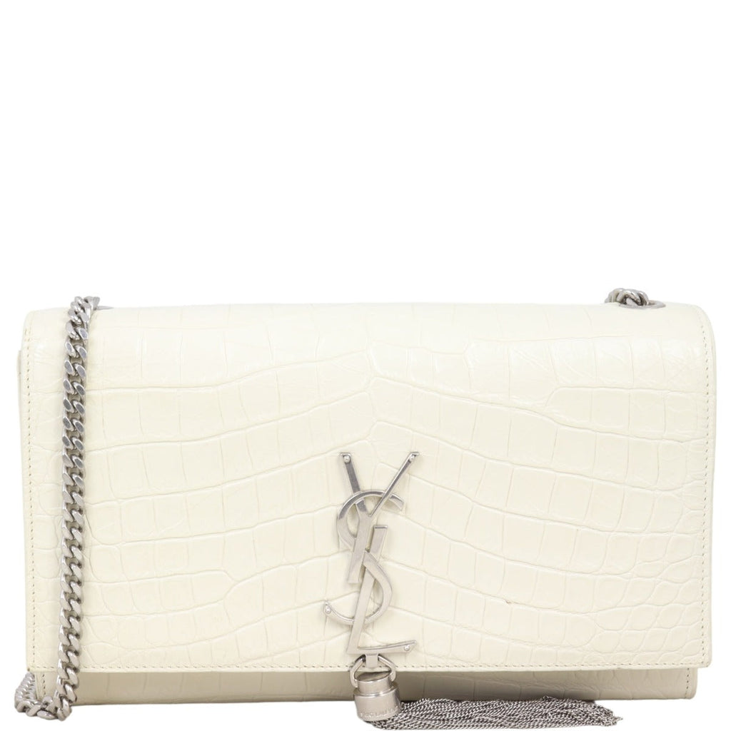 Saint Laurent Kate Tassel Medium Chain Bag Croc-Embossed