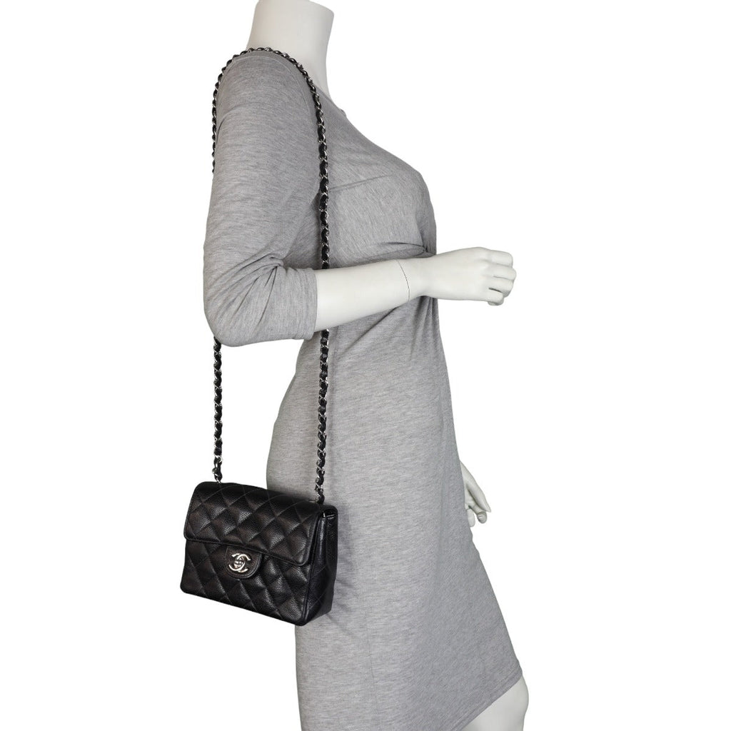 Chanel Classic Flap Mini Square | Black Quilted Caviar