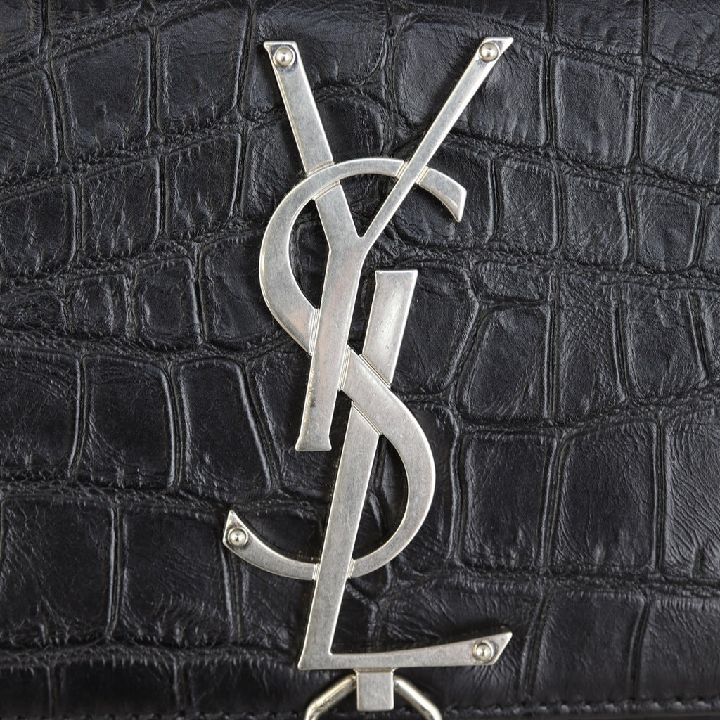 Saint Laurent Kate Tassel Chain Bag Small Croc-Embossed