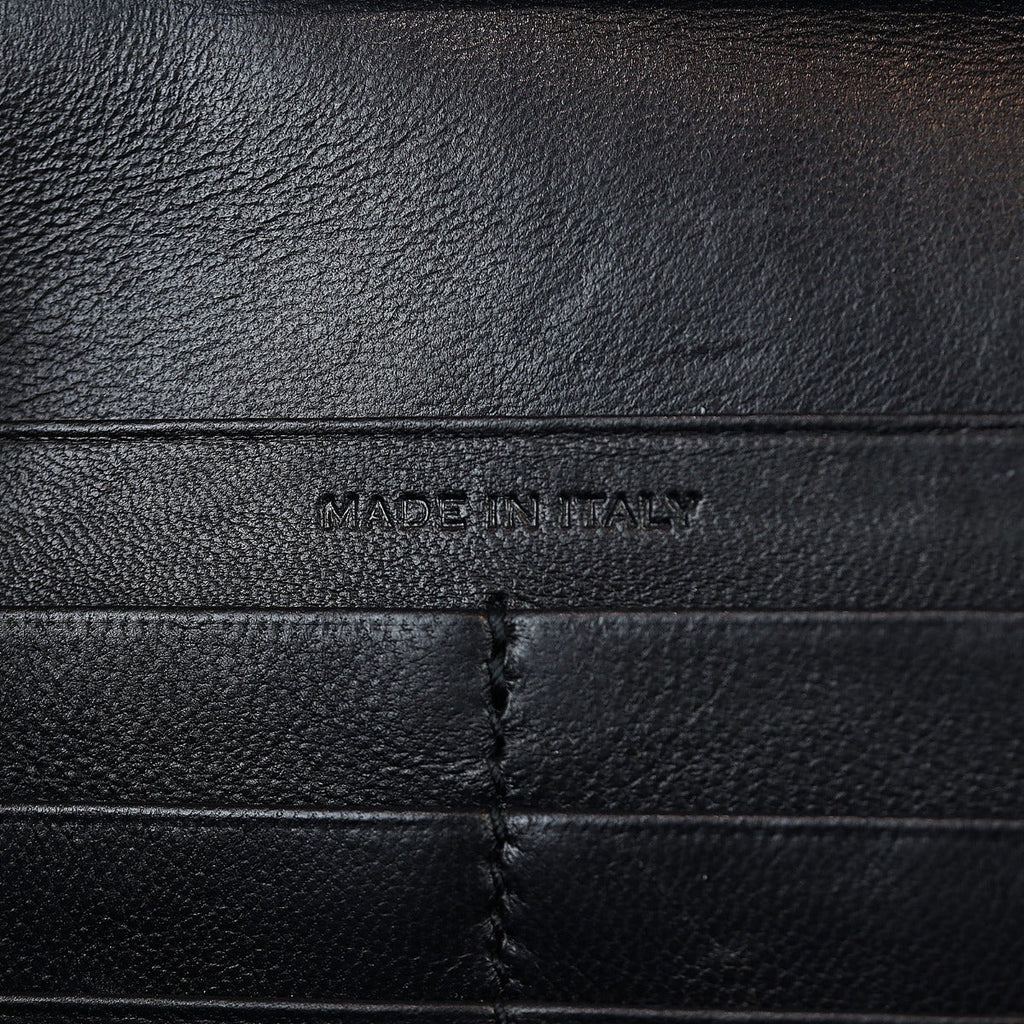 Saint Laurent Cassandre Chain Wallet Croc-Embossed