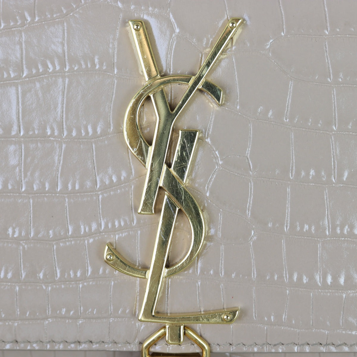 Saint Laurent Kate Tassel Chain Bag Small Croc-Embossed