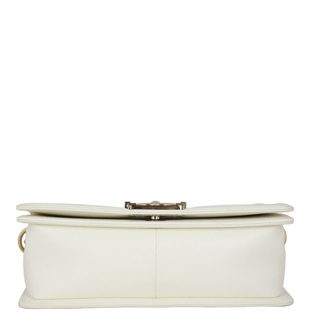 Chanel Boy Old Medium | White Caviar