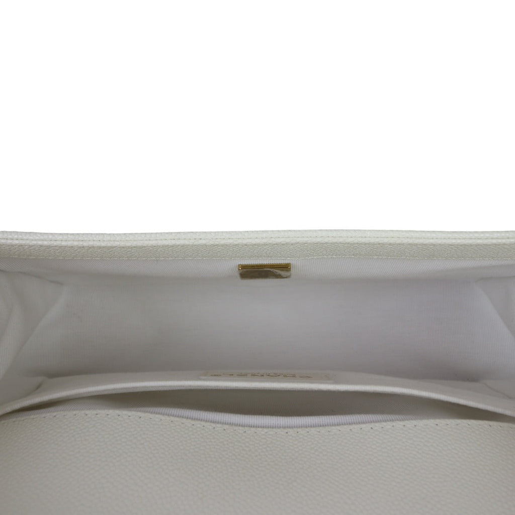 Chanel Boy Old Medium | White Caviar