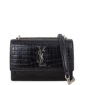Saint Laurent Sunset Chain Wallet Croc-Embossed
