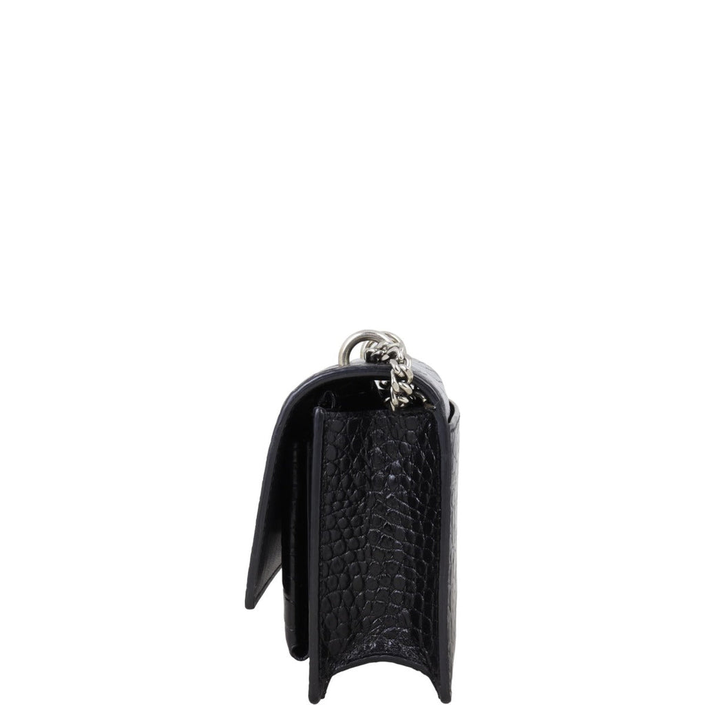 Saint Laurent Sunset Chain Wallet Croc-Embossed