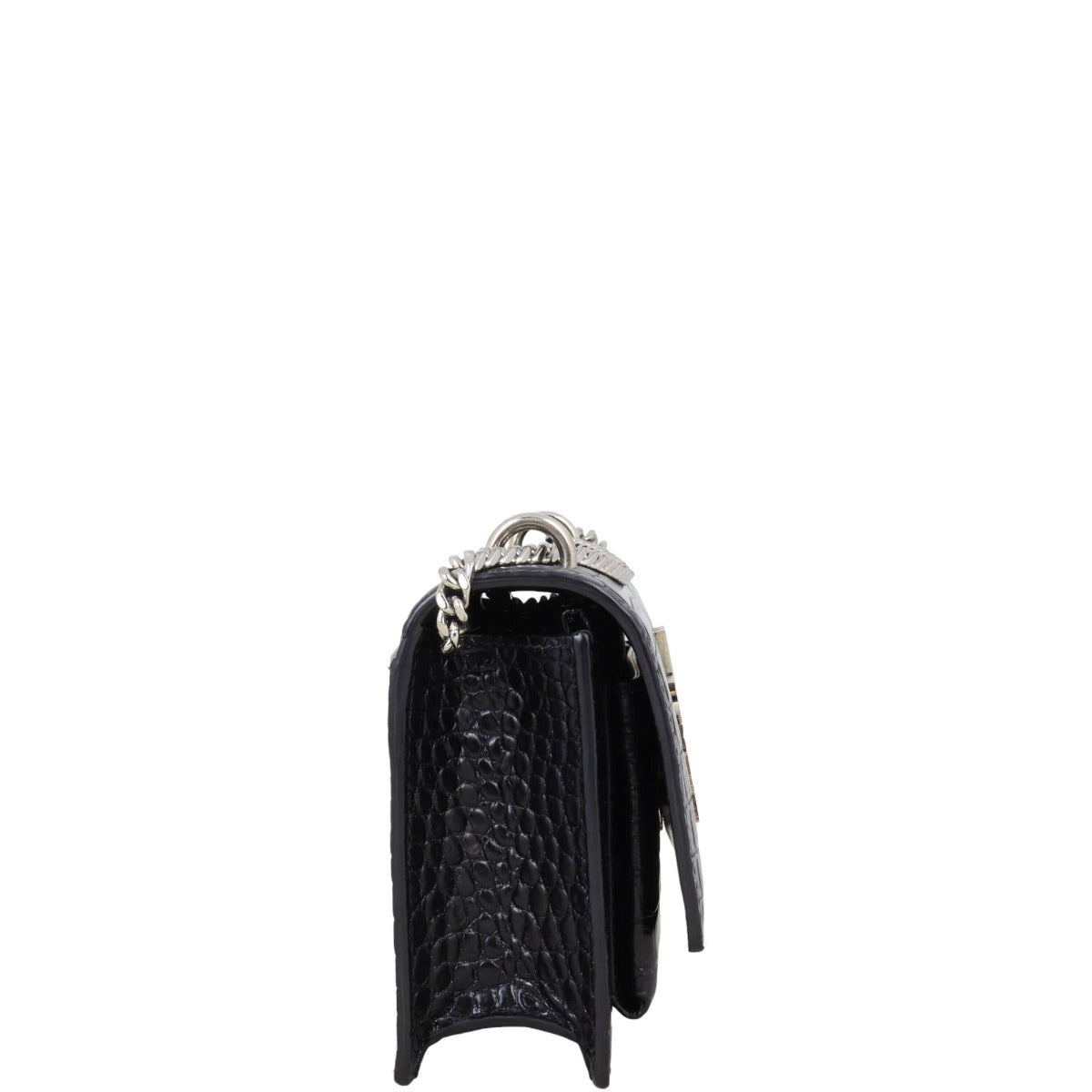 Saint Laurent Sunset Chain Wallet Croc-Embossed