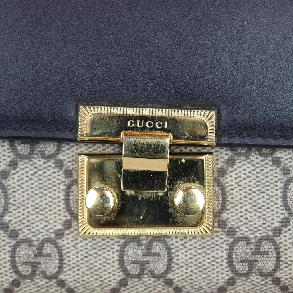 Gucci GG Supreme Continental Padlock Wallet on Chain