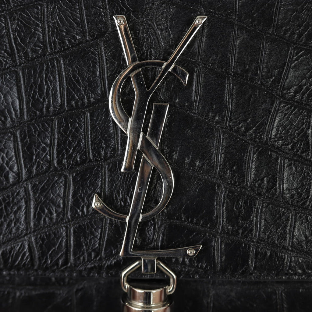 Saint Laurent Kate Tassel Chain Bag Medium Croc-Embossed