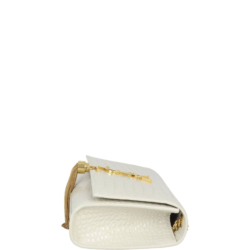Saint Laurent Kate Tassel Chain Bag Small Croc-Embossed