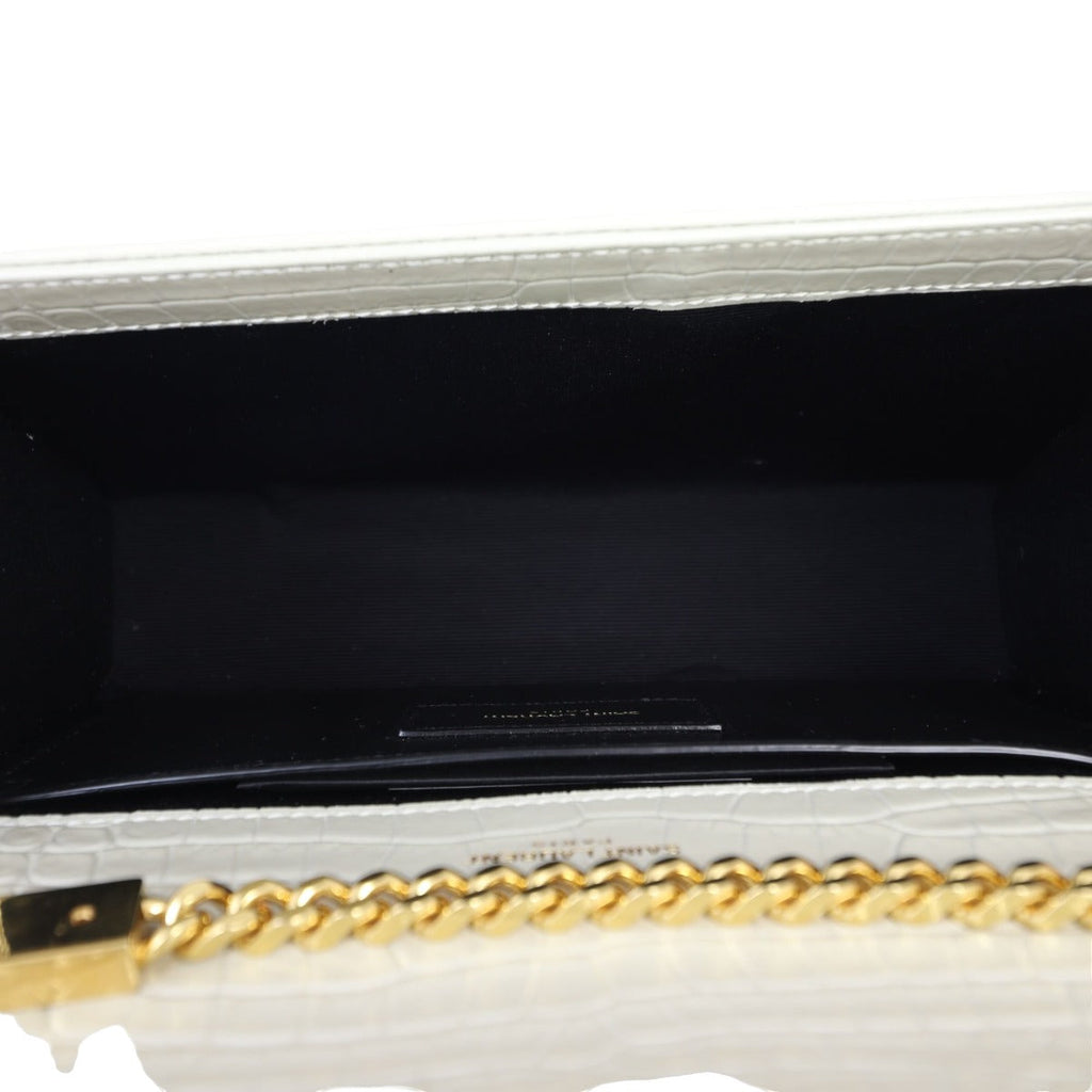 Saint Laurent Kate Tassel Chain Bag Small Croc-Embossed
