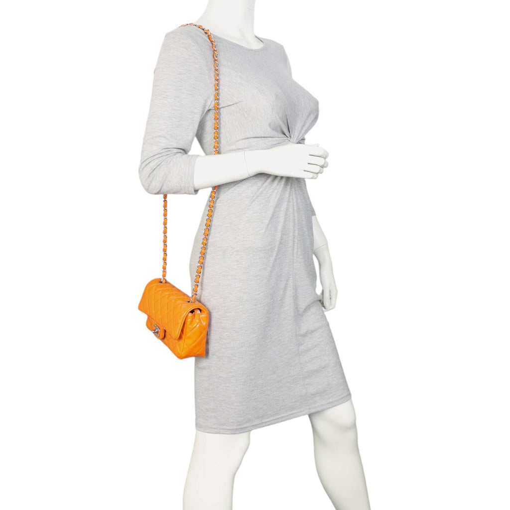 Chanel Classic Flap Mini Rectangular Bag Patent | Orange