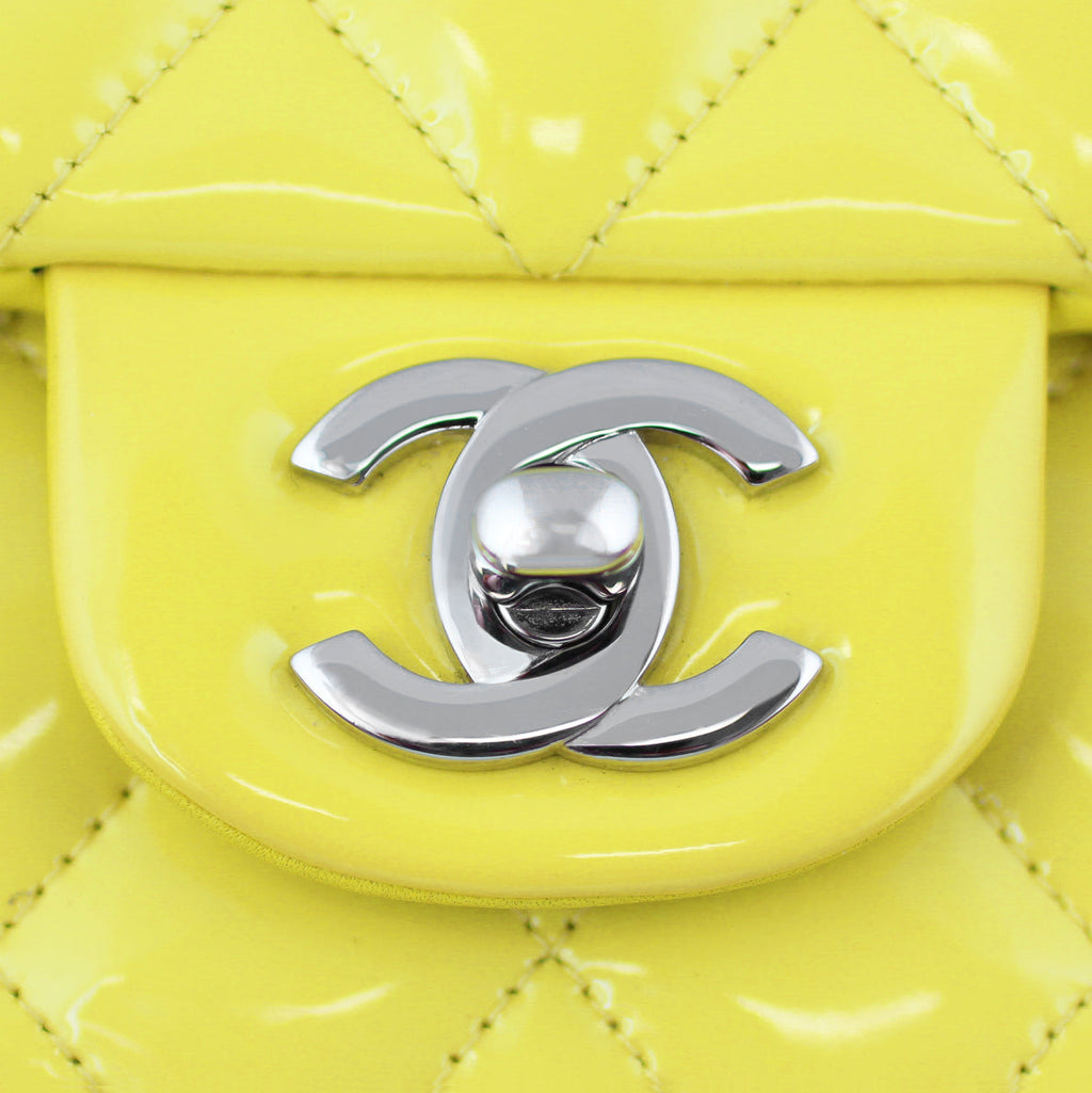 Chanel Classic Double Flap Medium Patent | Yellow