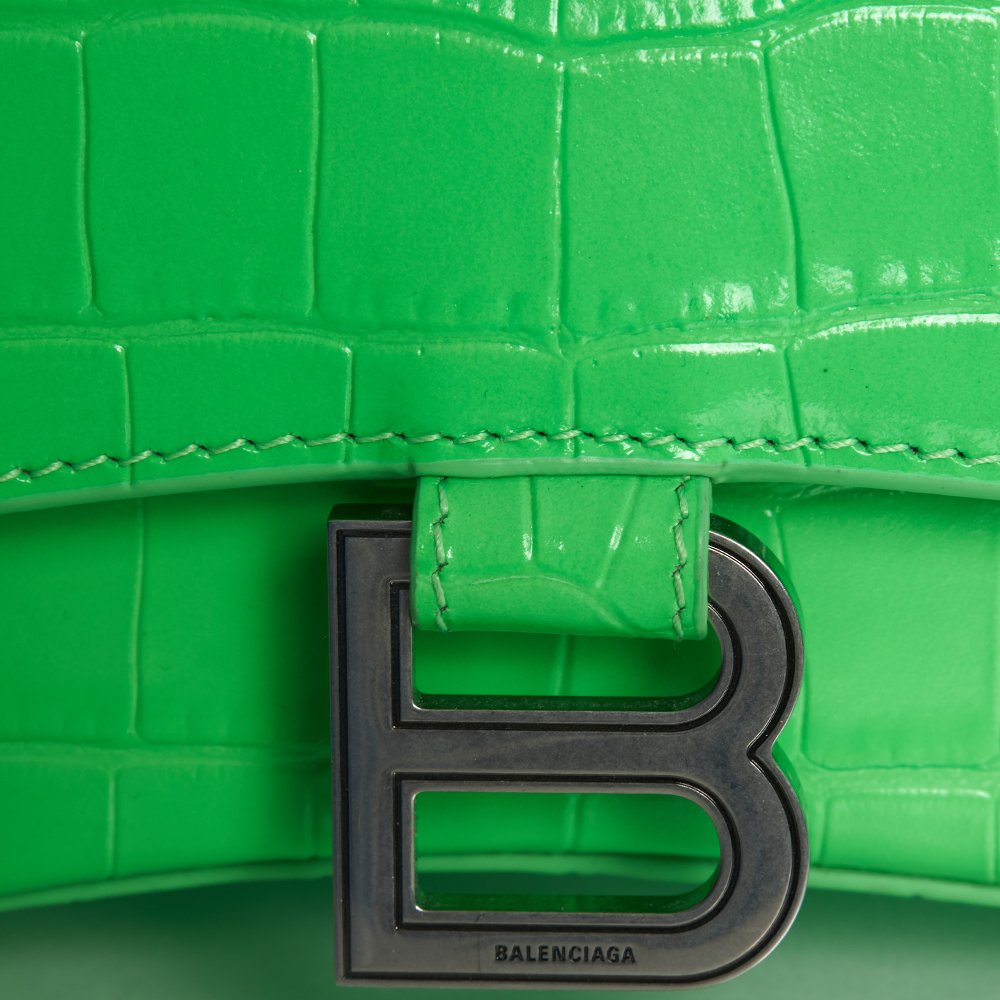Balenciaga Top Handle Hourglass XS in Tempete, Exotic Effect Leather
