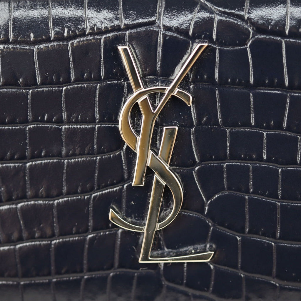 Saint Laurent Sunset Chain Wallet Croc-Embossed