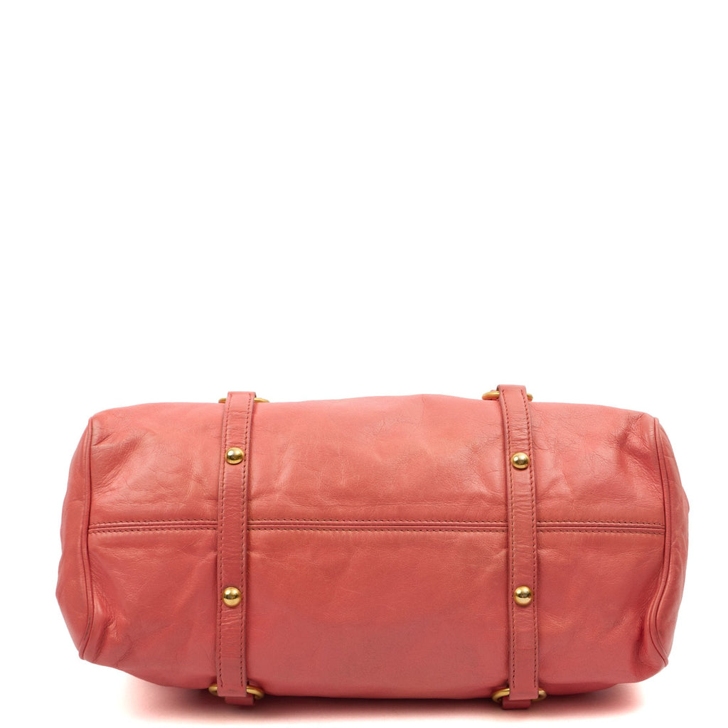 Miu Miu Shoulder Bag Vitello Lux Satchel in Pink, Leather