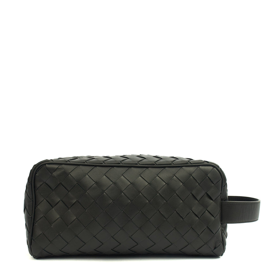 Bottega Veneta Clutch Intrecciato Zip Pouch in Black, Intrecciato Nappa