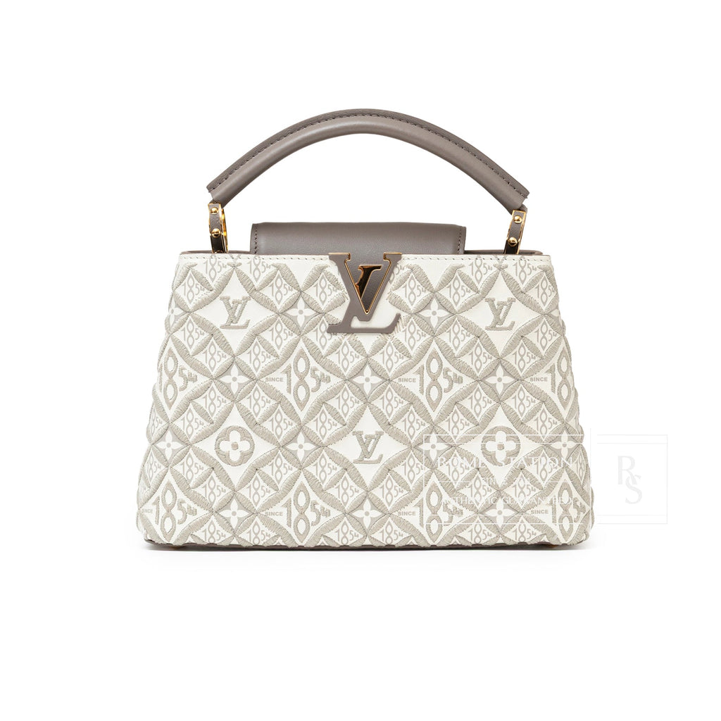 Louis Vuitton Since 1854 Embroidered Capucines BB Ecru/Taupe Calf Gold Hardware
