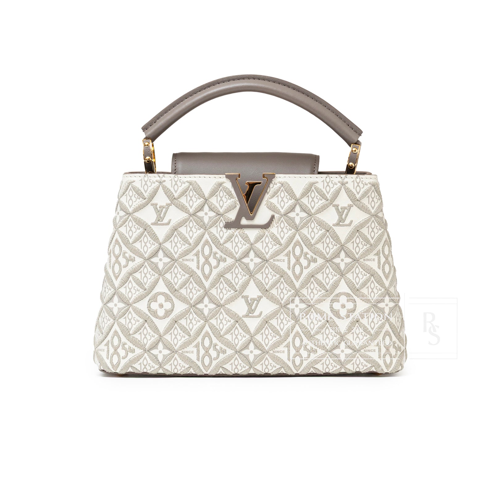 Louis Vuitton Since 1854 Embroidered Capucines BB Ecru/Taupe Calf Gold Hardware