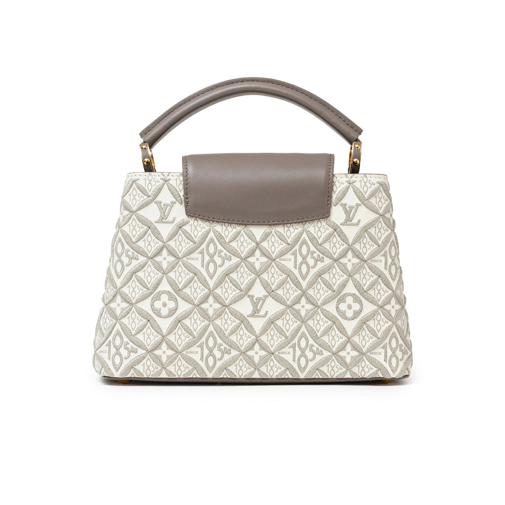 Louis Vuitton Since 1854 Embroidered Capucines BB Ecru/Taupe Calf Gold Hardware