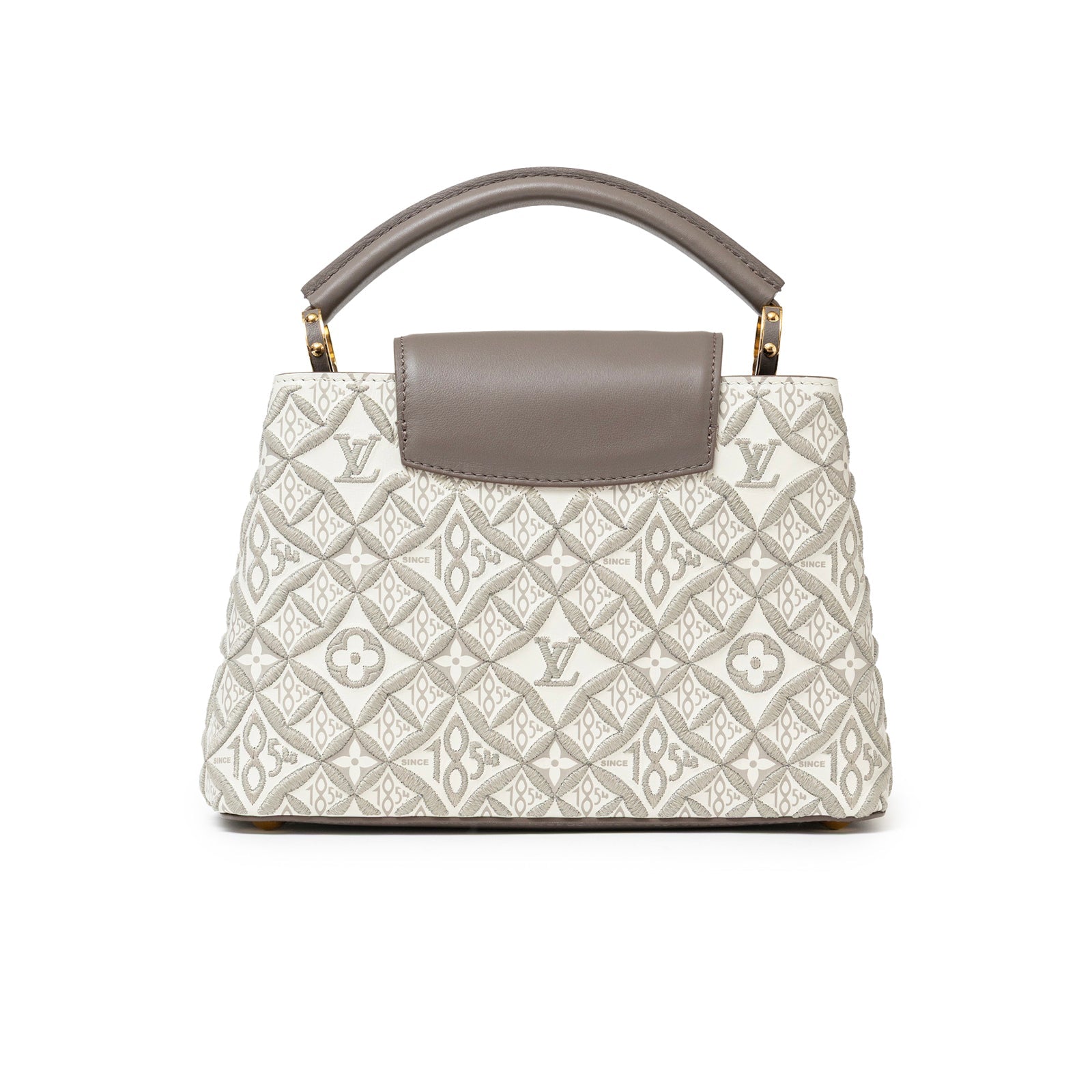 Louis Vuitton Since 1854 Embroidered Capucines BB Ecru/Taupe Calf Gold Hardware