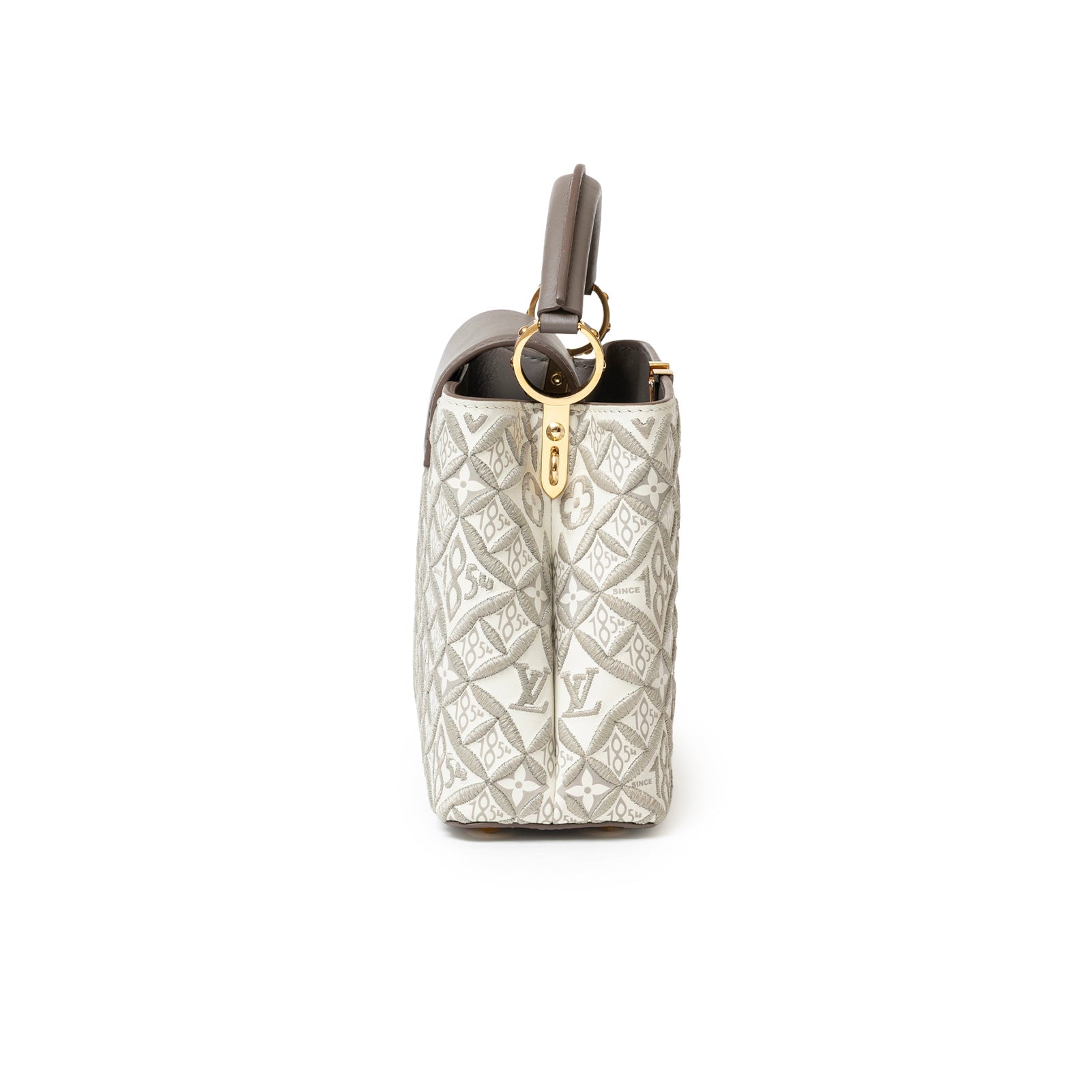 Louis Vuitton Since 1854 Embroidered Capucines BB Ecru/Taupe Calf Gold Hardware