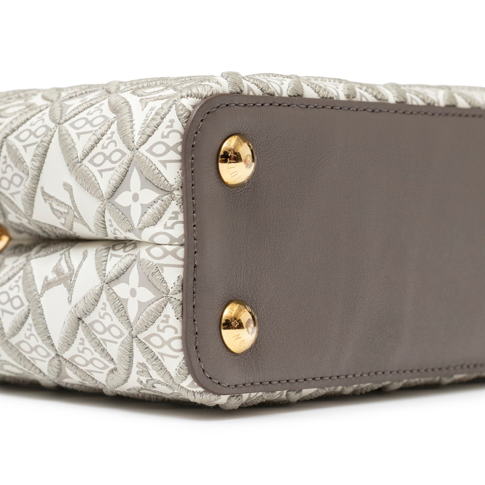 Louis Vuitton Since 1854 Embroidered Capucines BB Ecru/Taupe Calf Gold Hardware