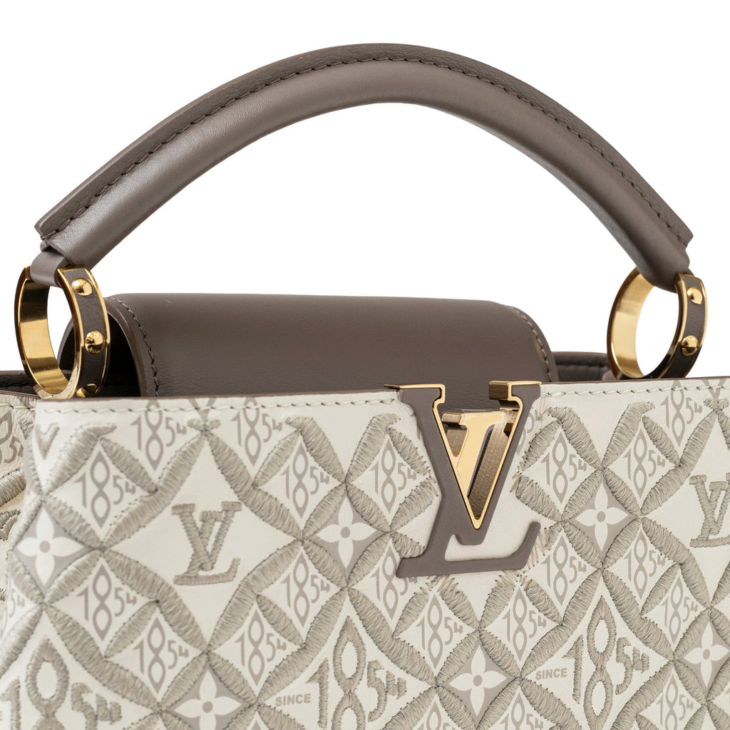Louis Vuitton Since 1854 Embroidered Capucines BB Ecru/Taupe Calf Gold Hardware