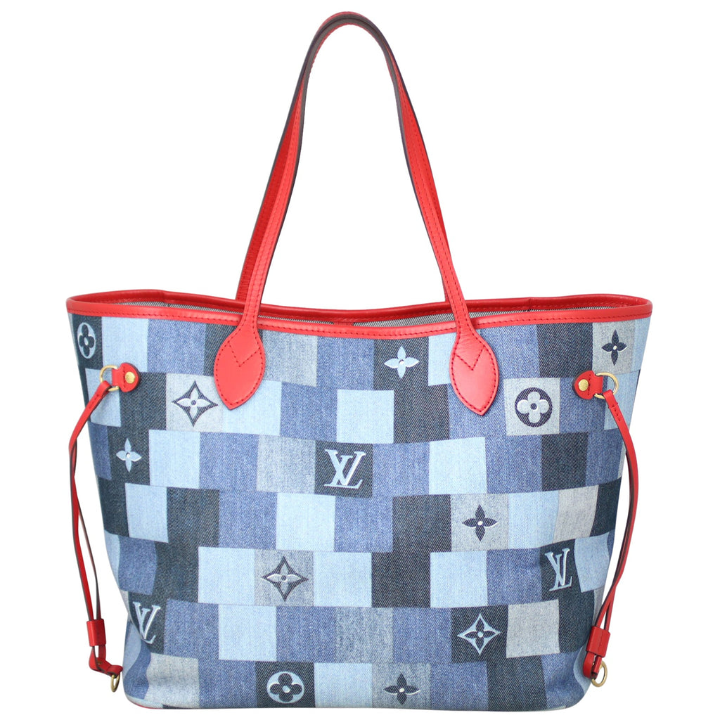 Louis Vuitton Neverfull MM Denim Rouge