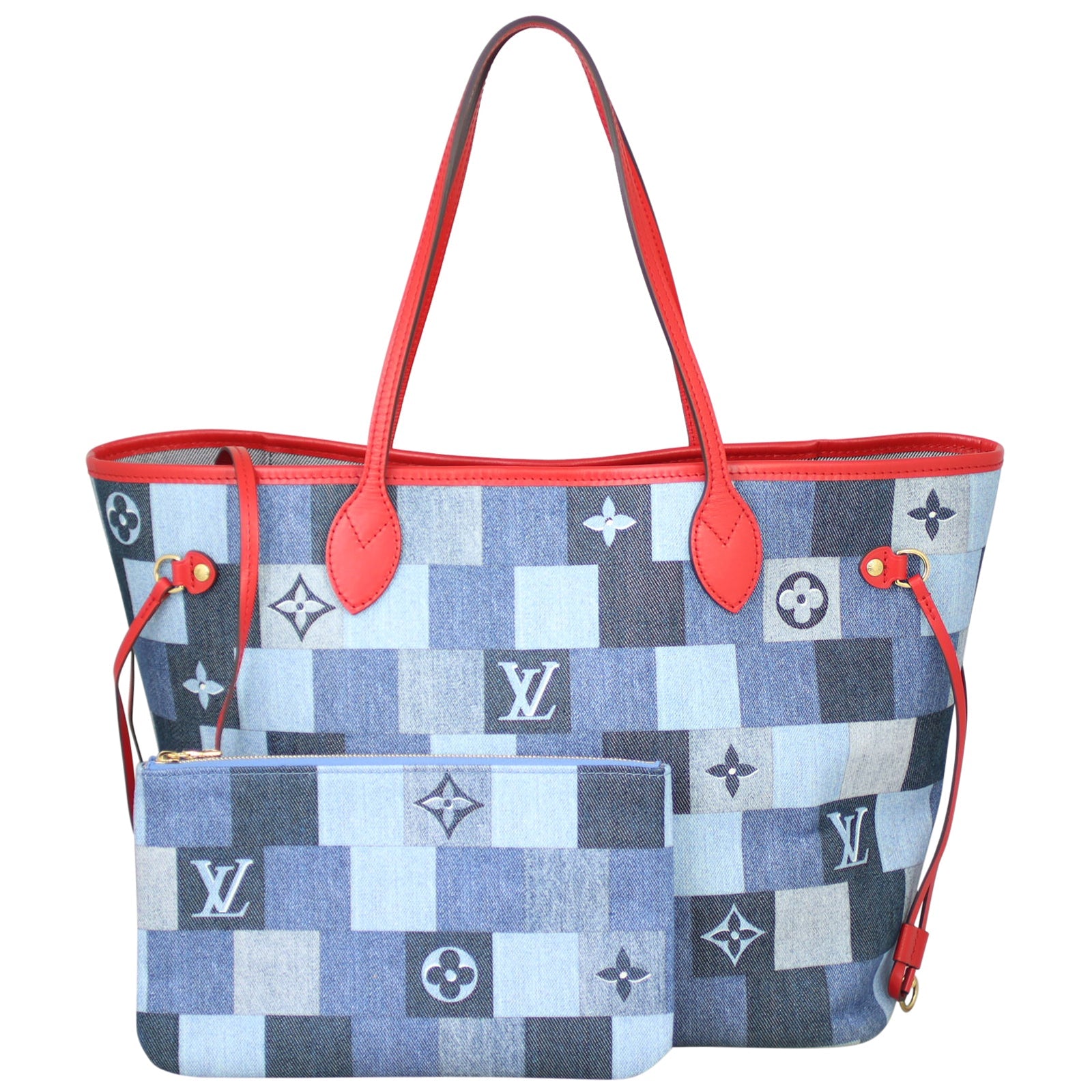 Louis Vuitton Neverfull MM Denim Rouge