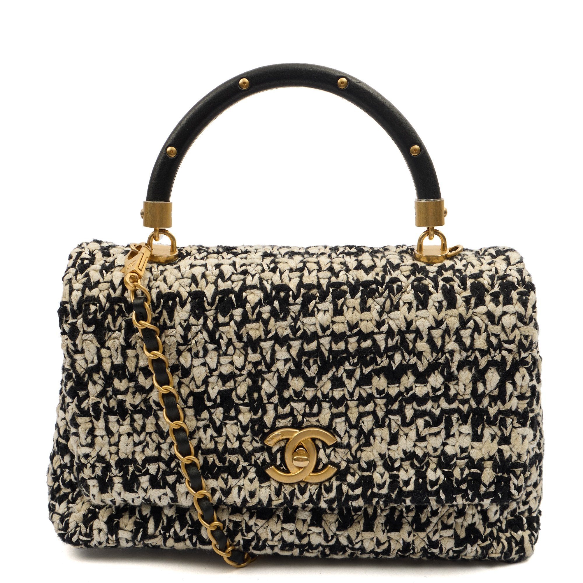 Chanel Top Handle Coco Top Handle in Black, Fabric
