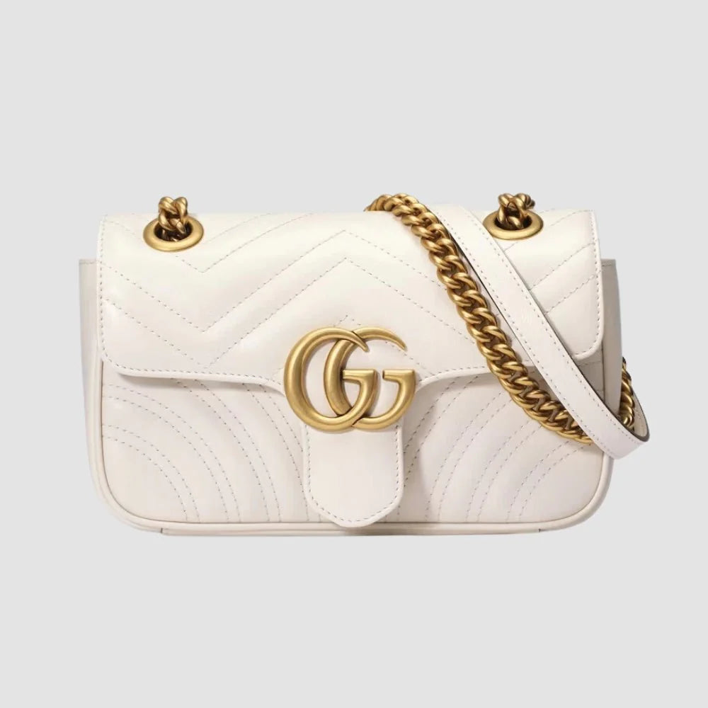 Gucci GG Marmont Mini Shoulder Bag (White)