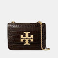 Tory Burch Eleanor Croc-Embossed Shoulder Bag (Black)