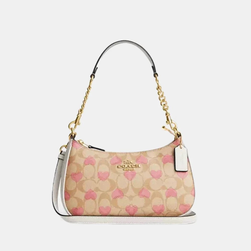 Coach Teri Shoulder Bag in Signature Canvas with Heart Print