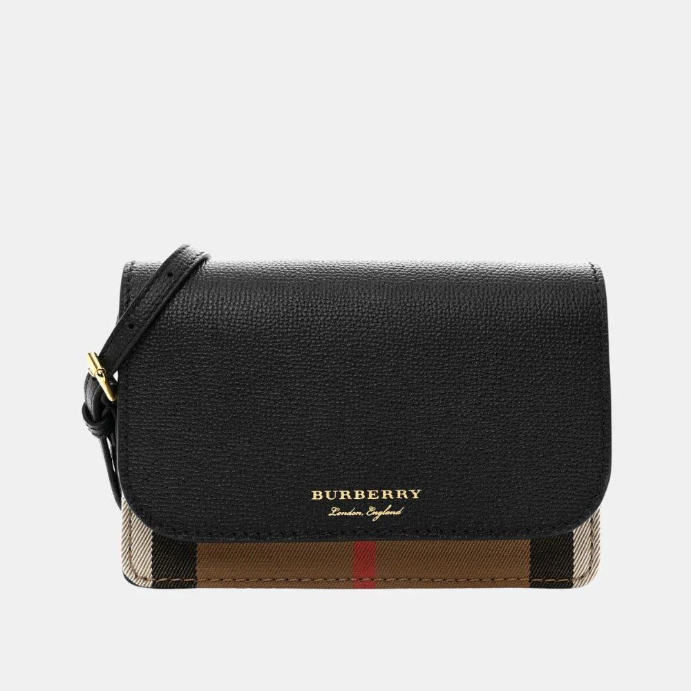 Burberry Hampshire House Check Crossbody Bag (Black)