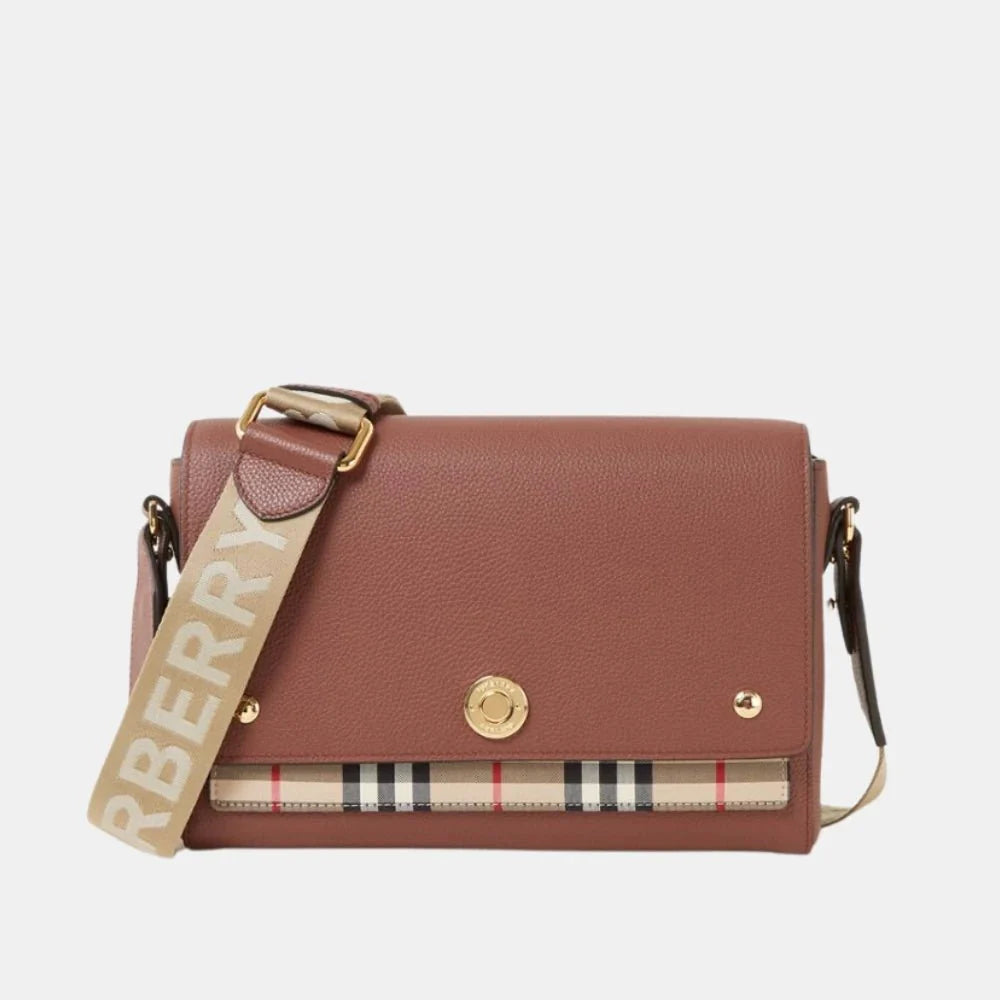 Burberry Leather Vintage Check Note Crossbody Bag