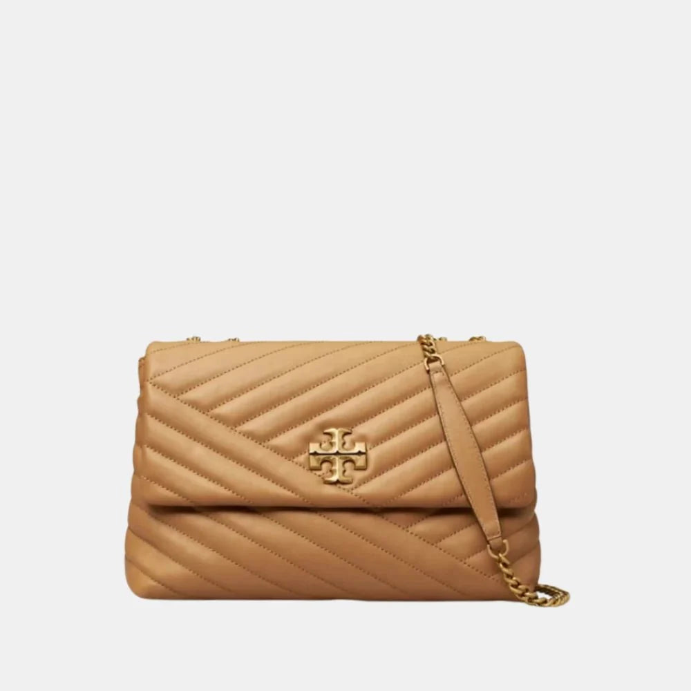 Tory Burch Kira Chevron Small Convertible Handbag (Desert Dune)