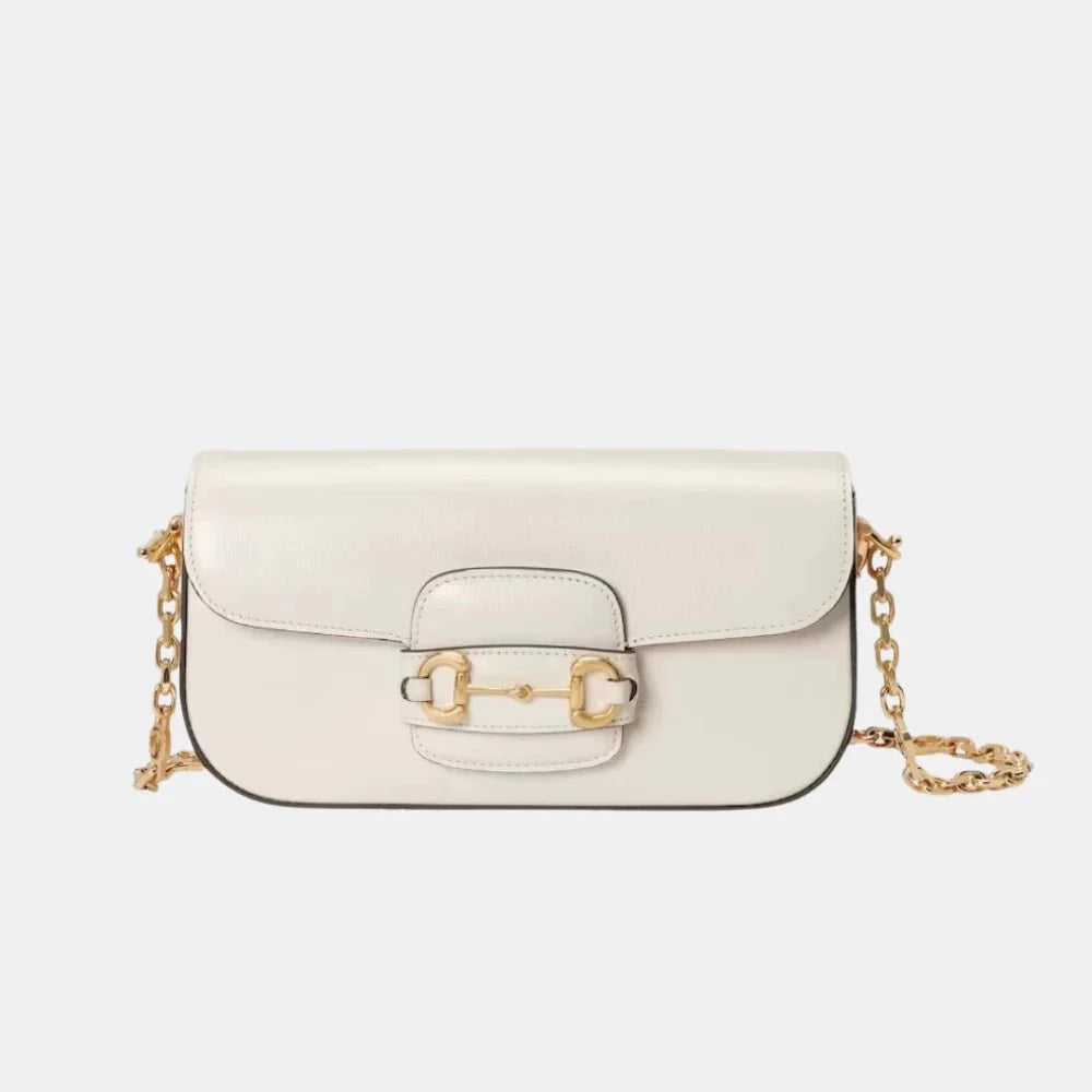 Gucci Horsebit 1955 Small Shoulder Bag (White)